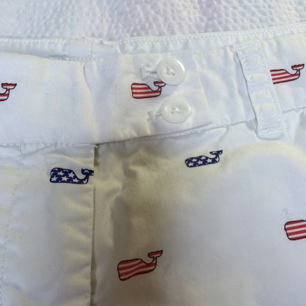Vineyard Vines Patriotic Whale Shorts Size 6 White Red White Blue Americana - Picture 3 of 6